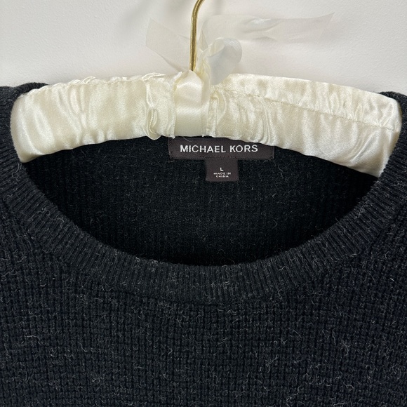 Michael Kors Mens Sweater Wool Blend Crewneck Pullover Large Long Sleeve Black - Picture 3 of 7